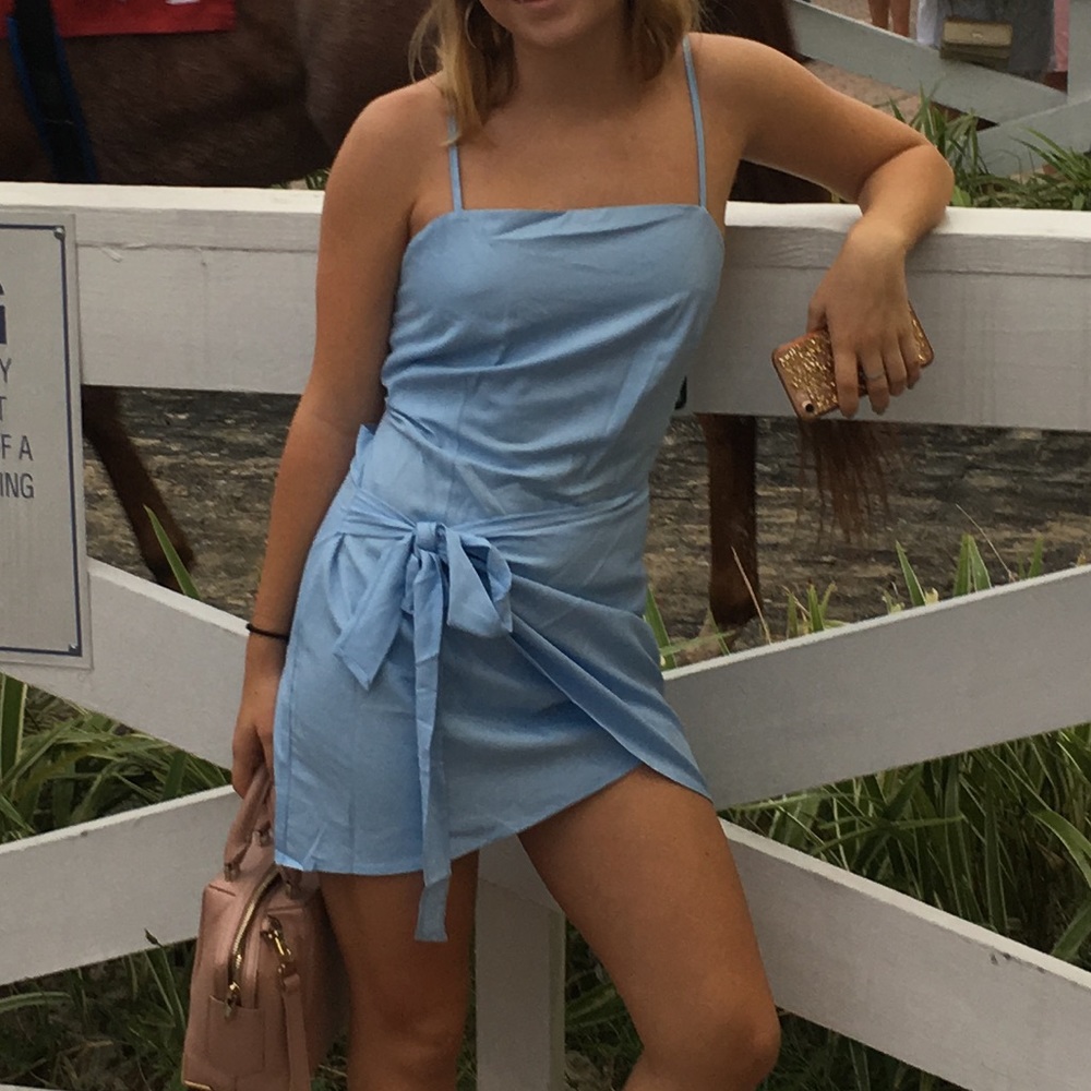 Light blue wrap dress